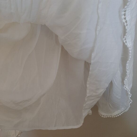 Sundance Dress White Women Size M Cotton Sahara Gauze Embroidered Beaded BoHo - Picture 9 of 13